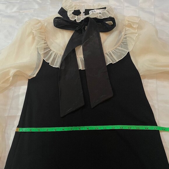 Zara high neck ribbon bow collar dress M - Picture 7 of 12